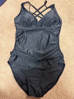 Black One-Piece Strappy Swimsuit NWOT